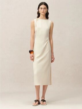 Fabrique Thomas Wakeford Devon Hand‎ Woven Neckline Sleeveless Dress in Linen S